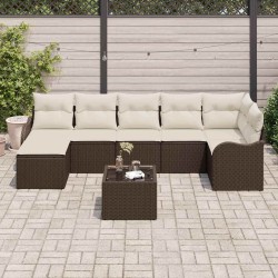 Ensemble de canapé de jardin Marron polyrotin 637047637047