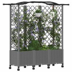 Lit Élevé avec Treillis et Toit Gris clair 163 x 40 x 144 cm PP 637048637048