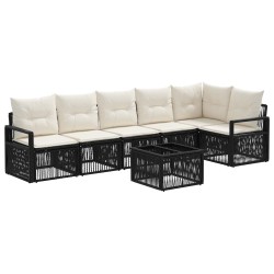 Ensemble de canapé de jardin 7 pcs Noir polyrotin 637049637049