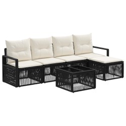 Ensemble de canapé de jardin 6 pcs Noir polyrotin 637052637052