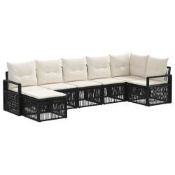 Ensemble de canapé de jardin 7 pcs Noir polyrotin 637053637053