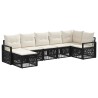 Ensemble de canapé de jardin 7 pcs Noir polyrotin 637053637053