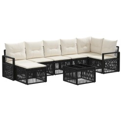 Ensemble de canapé de jardin 8 pcs Noir polyrotin 637060637060