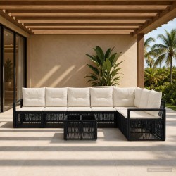 Ensemble de canapé de jardin 8 pcs Noir polyrotin 637061637061