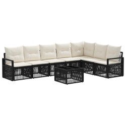 Ensemble de canapé de jardin 8 pcs Noir polyrotin 637061637061