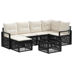 Ensemble de canapé de jardin 7 pcs Noir polyrotin 637065637065