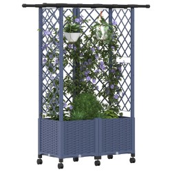 Lit Élevé avec Treillis et Toit Gris 124 x 40 x 142 cm PP 637068637068