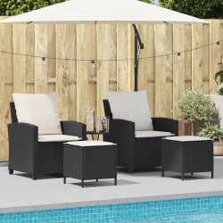 Ensemble de canapé de jardin 4 pcs avec coussins noir résine tressée 637102637102