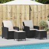 Ensemble de canapé de jardin 4 pcs avec coussins noir résine tressée 637102637102