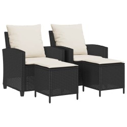 Ensemble de canapé de jardin 4 pcs avec coussins noir résine tressée 637102637102