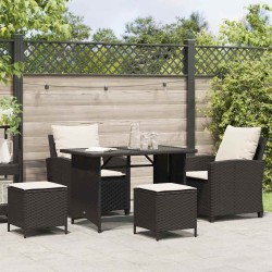 Ensemble de canapé de jardin 4 pcs avec coussins noir résine tressée 637102637102