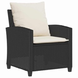 Ensemble de canapé de jardin 4 pcs avec coussins noir résine tressée 637102637102
