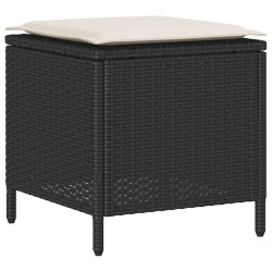 Ensemble de canapé de jardin 4 pcs avec coussins noir résine tressée 637102637102