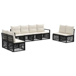 Ensemble de canapé de jardin 8 pcs Noir polyrotin 637103637103