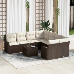 Ensemble de canapé de jardin 9 pcs Marron polyrotin 637104637104