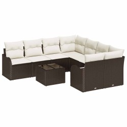 Ensemble de canapé de jardin 9 pcs Marron polyrotin 637104637104
