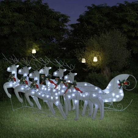 Décoration de Noël Renne et traîneau 140 LED extérieur blanc 637106637106