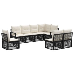 Ensemble de canapé de jardin 8 pcs Noir polyrotin 637107637107
