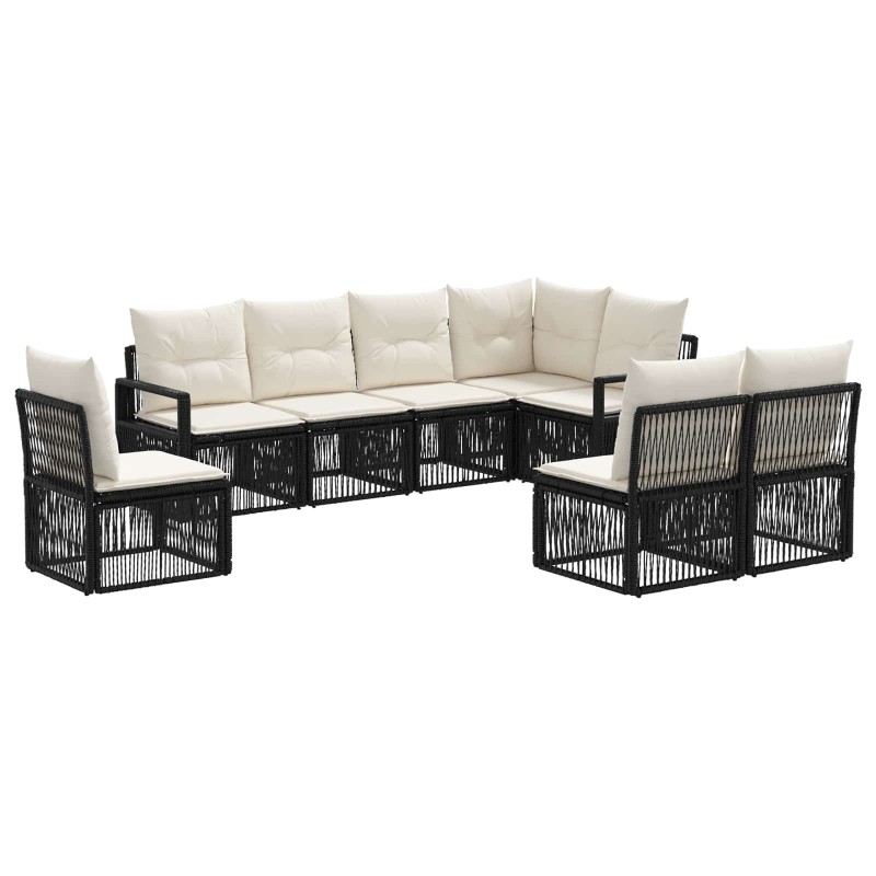 Ensemble de canapé de jardin 8 pcs Noir polyrotin 637107637107