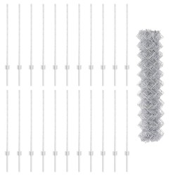 Clôture grillagée avec poteau 25 x 1 m Acier galvanisé Argenté 637119637119