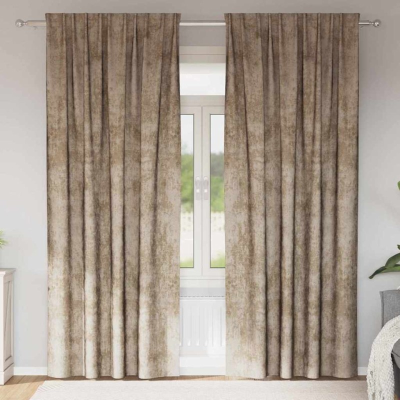Rideaux en velours 2 pcs Champagne 260 x 140 cm Velours 637124637124