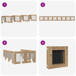 Porte de chien pliable avec supports 8 pcs Chêne artisanal 637126637126