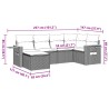 Salon de jardin 6 pcs avec coussins noir résine tressée 637138637138