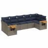 Salon de jardin 7 pcs avec coussins gris résine tressée 637146637146