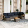 Salon de jardin 8 pcs avec coussins gris résine tressée 637147637147