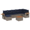 Salon de jardin 8 pcs avec coussins gris résine tressée 637147637147