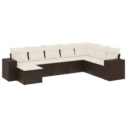 Salon de jardin 8 pcs avec coussins marron résine tressée 637148637148