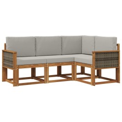 Ensemble de canapés d'extérieur 4 pcs Naturel et gris clair 637151637151