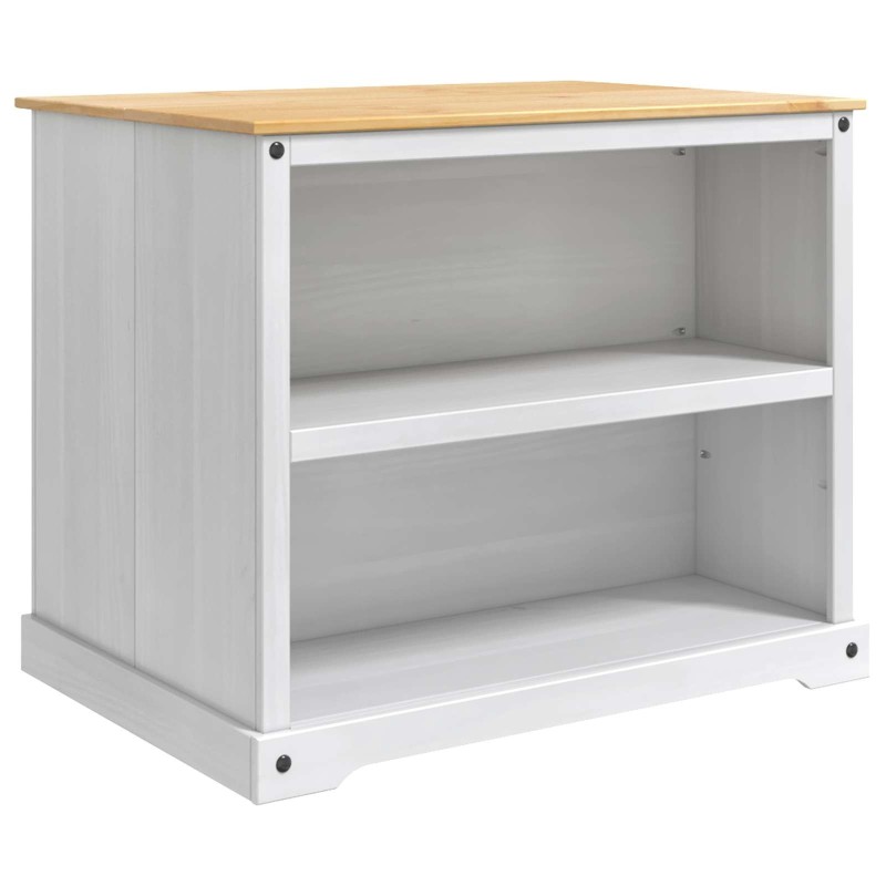 Chariot de cuisine 2 pcs Blanc et Cire de Miel Pin massif 637153637153