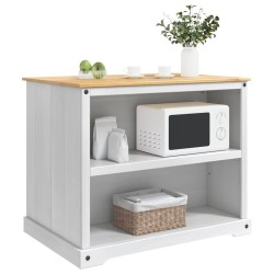 Chariot de cuisine 2 pcs Blanc et Cire de Miel Pin massif 637153637153