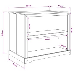 Chariot de cuisine 2 pcs Blanc et Cire de Miel Pin massif 637153637153