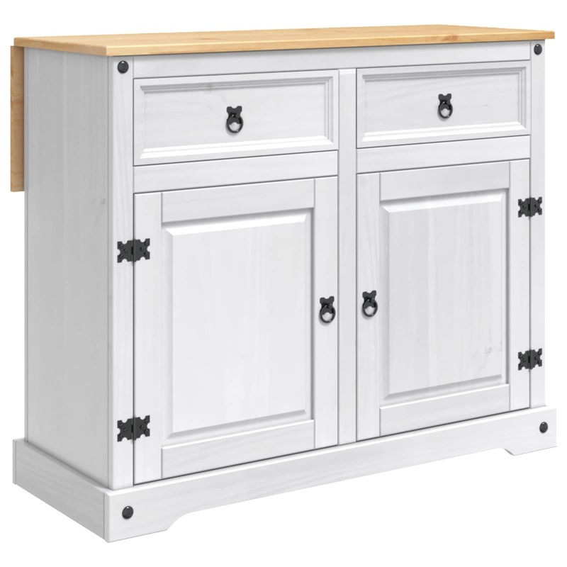 Chariot de cuisine 2 pcs Blanc et Cire de Miel Pin massif 637154637154