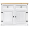 Chariot de cuisine 2 pcs Blanc et Cire de Miel Pin massif 637154637154