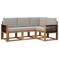 Ensemble de canapés d'extérieur 4 pcs Naturel et gris clair 637156637156