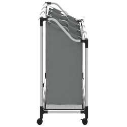 Panier à linge à roulettes 3 compartiments gris 637158637158