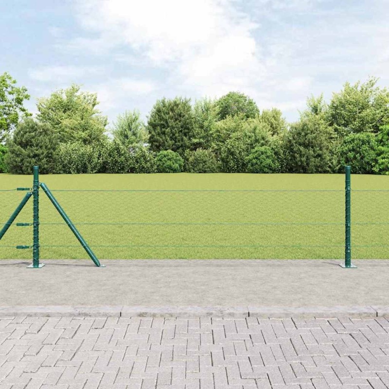 Clôture hexagonale avec base en béton 10 x 0,5 m Vert Maille 637165637165