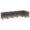 Salon de jardin 6 pcs avec coussins gris résine tressée 637167637167