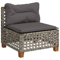Salon de jardin 6 pcs avec coussins gris résine tressée 637167637167