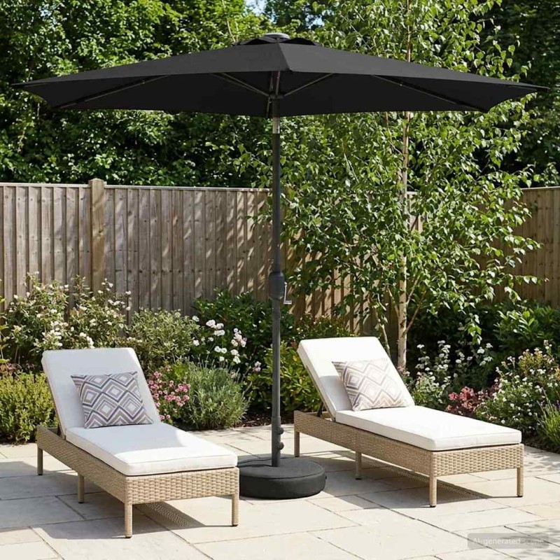 Parasol de jardin avec lumières LED et base 270 x 270 cm 637183637183