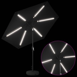 Parasol de jardin avec lumières LED et base 270 x 270 cm 637183637183