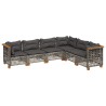 Salon de jardin 6 pcs avec coussins gris résine tressée 637184637184