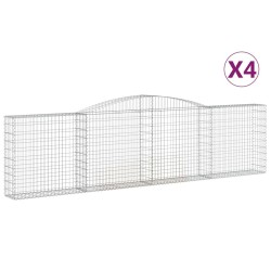 Paniers à gabions arqués 4 pcs 400x30x100/120 cm Fer galvanisé 637185637185