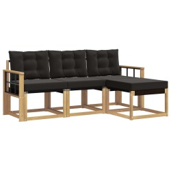 Ensemble de canapés d'extérieur 4 pcs Blanc et noir 637197637197