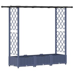 Lit Élevé avec Treillis et Toit Gris 164 x 40 x 121 cm PP 637200637200