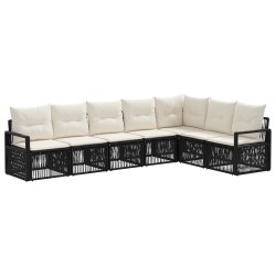 Ensemble de canapé de jardin 7 pcs Noir polyrotin 637201637201