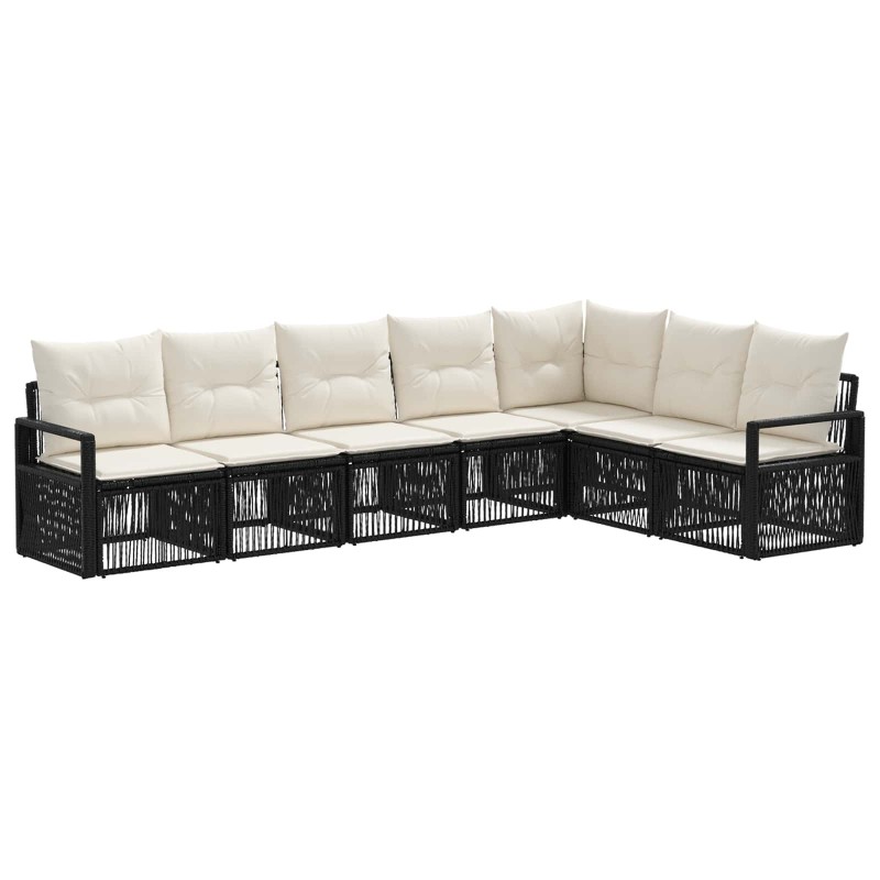 Ensemble de canapé de jardin 7 pcs Noir polyrotin 637201637201